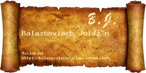 Balazsoviech Jolán névjegykártya